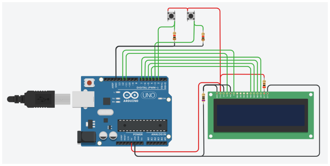 Practical setup for a digital clock with LCD display